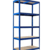 Blue powder-coated 5 tier shelving unit with 350kg per shelf load – 1800x900x450mm