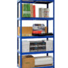 Blue powder-coated 5 tier shelving unit with 350kg per shelf load – 1800x900x450mm