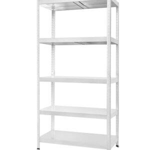 White metal 5 tier shelving unit for light-duty storage – 130kg per shelf – 1800x900x400mm