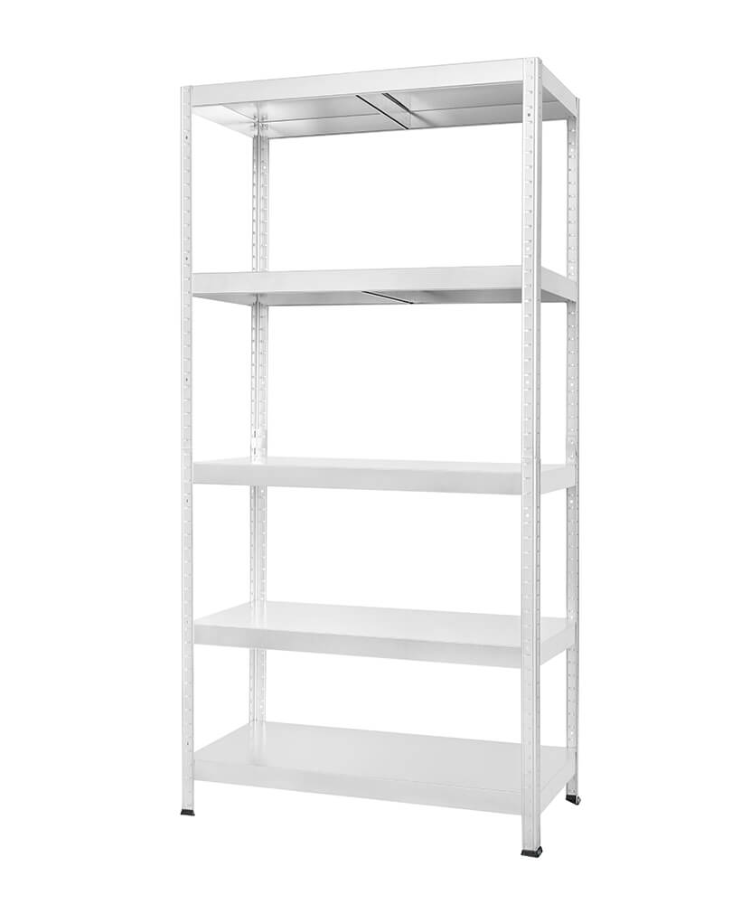 White metal 5 tier shelving unit for light-duty storage – 130kg per shelf – 1800x900x400mm